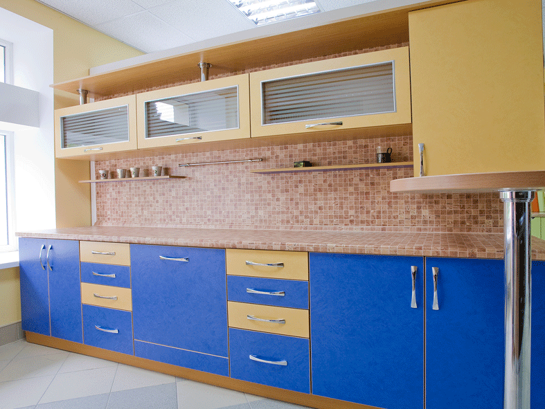 Кухня жёлто-синия фото