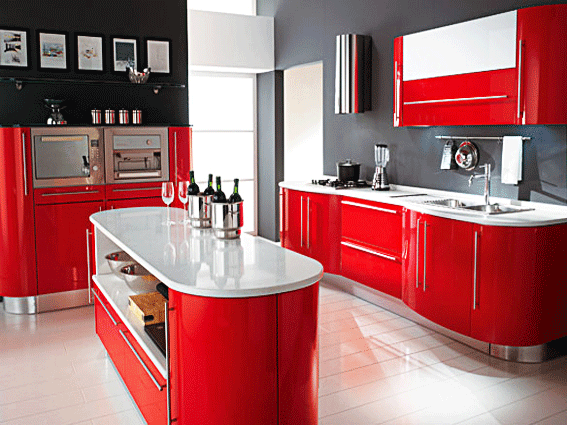 Красная кухня глянец фото