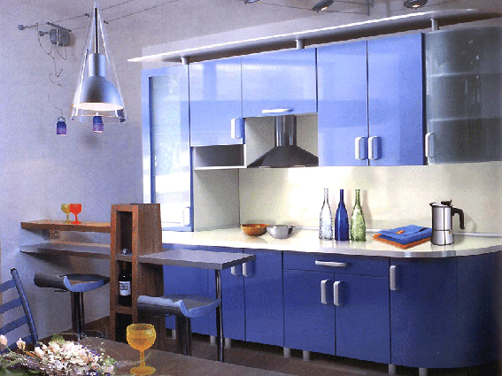 Кухня глянец цвет голубой